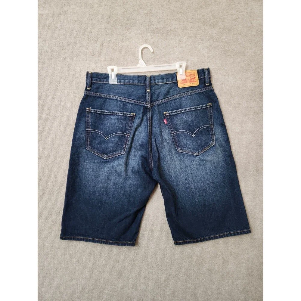 Levis 569 Loose Straight Denim Shorts Mens 36 Blue Dark Wash 100% Cotton